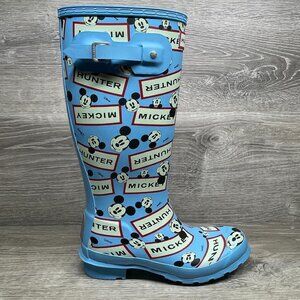 Hunter Disney Print Rain Boot Kids Size 4 Boys Girls Blue Waterproof
